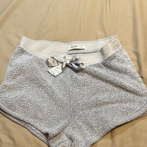 Gilly Hicks Gray Textured Pajama Shorts with Satin Bow